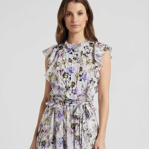 Marissa Webb Florence Floral Georgette 100% Silk Dress (Sz. L)